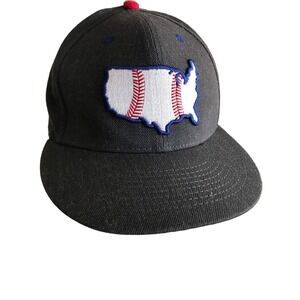 Baseballism USA Baseball Map Hat Size 7 Adjustable Patriotic Design Gray/Red/Blu